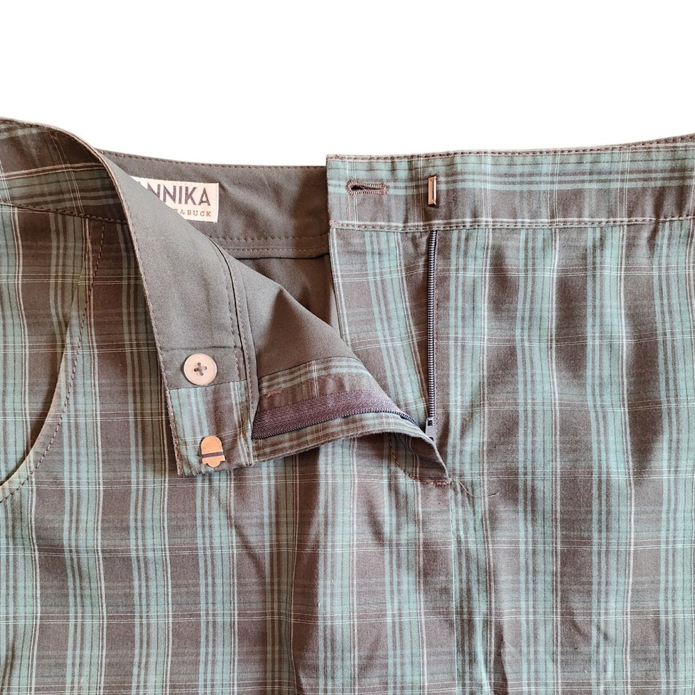 Annika Women Golf Skort Green Grey Plaid Performance Athletic Size 14 - Picture 3 of 6